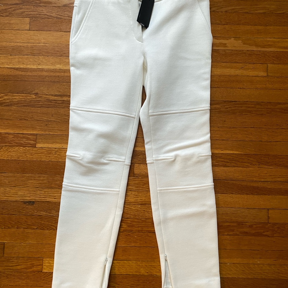 NWT Derek Lam Cream Jogger Pants with Zipper Detail Size 4